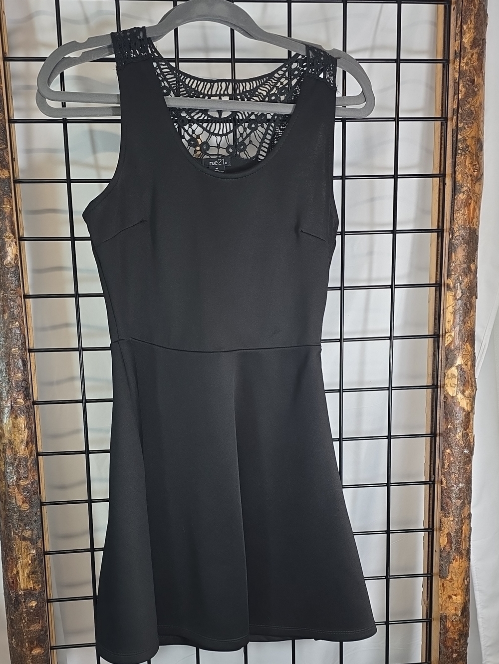 Rue21 Black Sleeveless Mini Dress with Lace Back